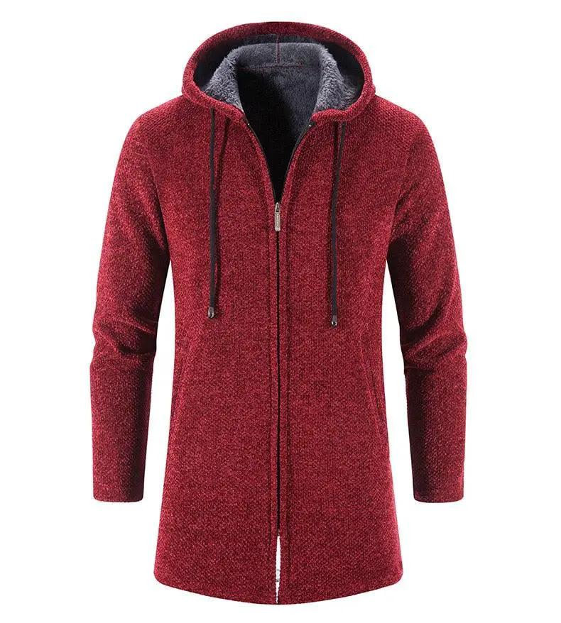 Black Cashmere Hooded Coat for Men Winter