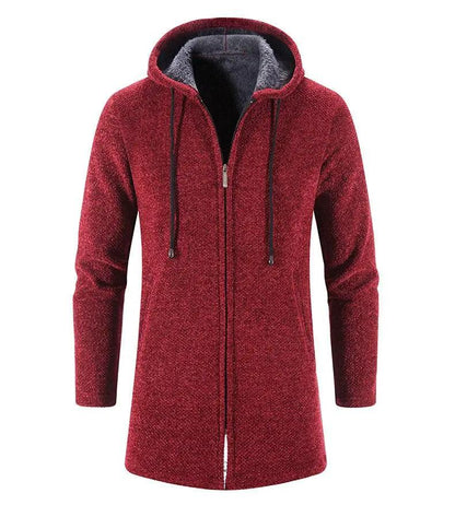 Black Cashmere Hooded Coat for Men Winter