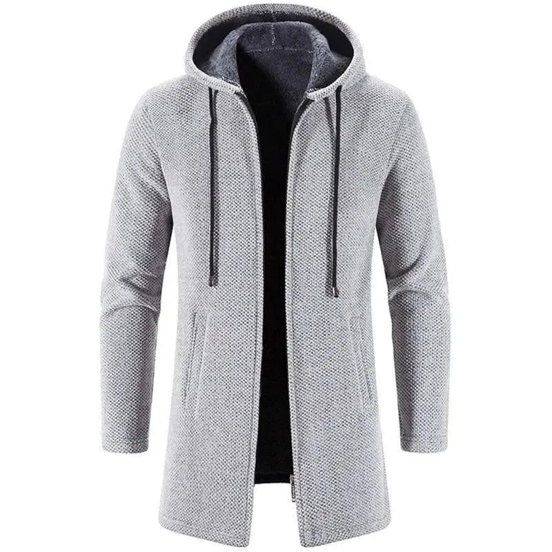 Black Cashmere Hooded Coat for Men Winter