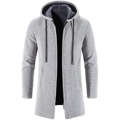Black Cashmere Hooded Coat for Men Winter