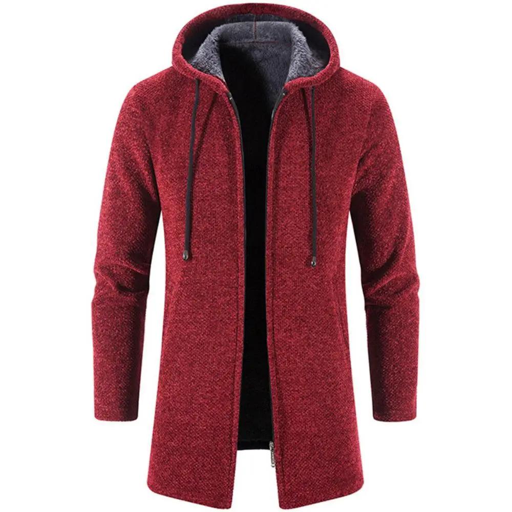 Black Cashmere Hooded Coat for Men Winter