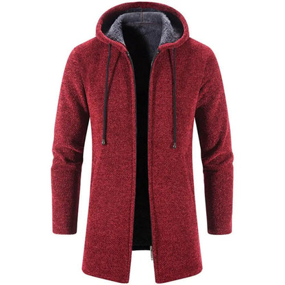Black Cashmere Hooded Coat for Men Winter