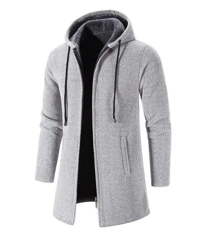 Black Cashmere Hooded Coat for Men Winter