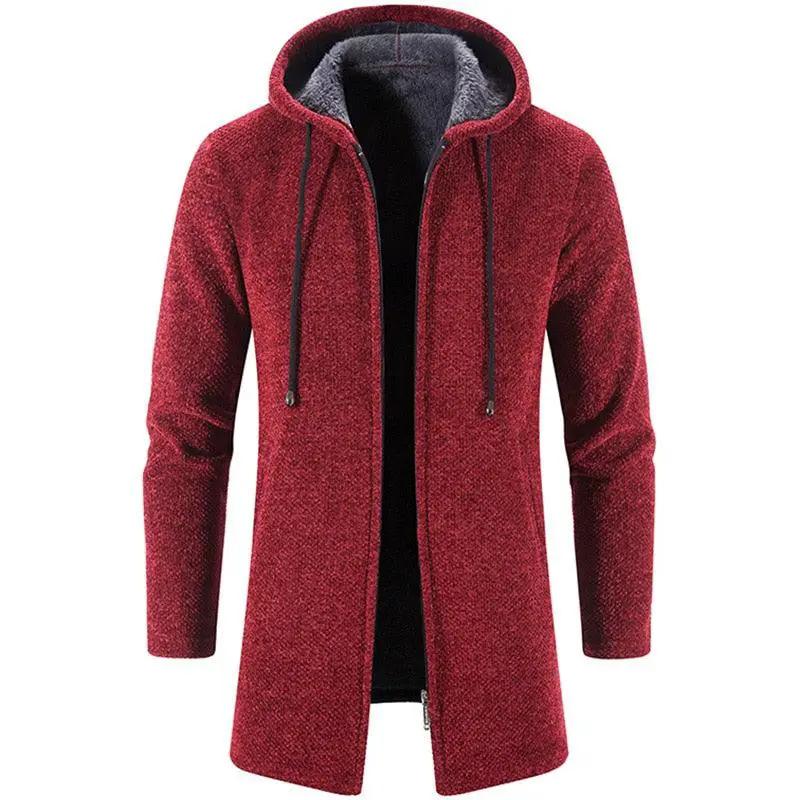Black Cashmere Hooded Coat for Men Winter