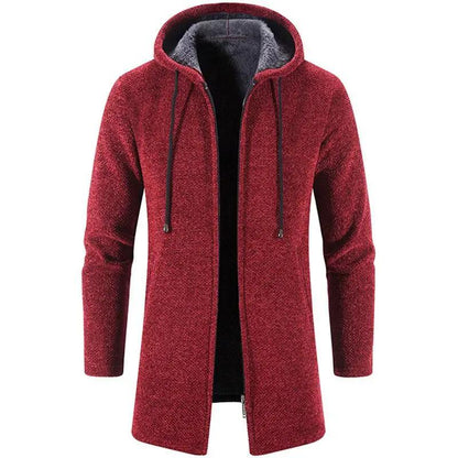 Black Cashmere Hooded Coat for Men Winter