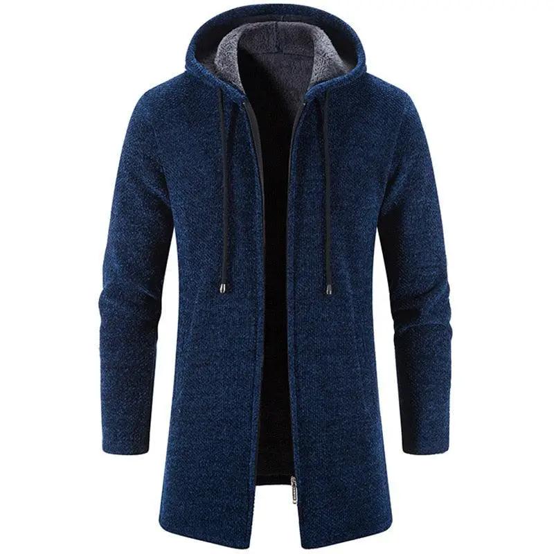 Black Cashmere Hooded Coat for Men Winter