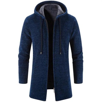 Black Cashmere Hooded Coat for Men Winter