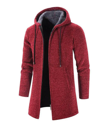 Black Cashmere Hooded Coat for Men Winter