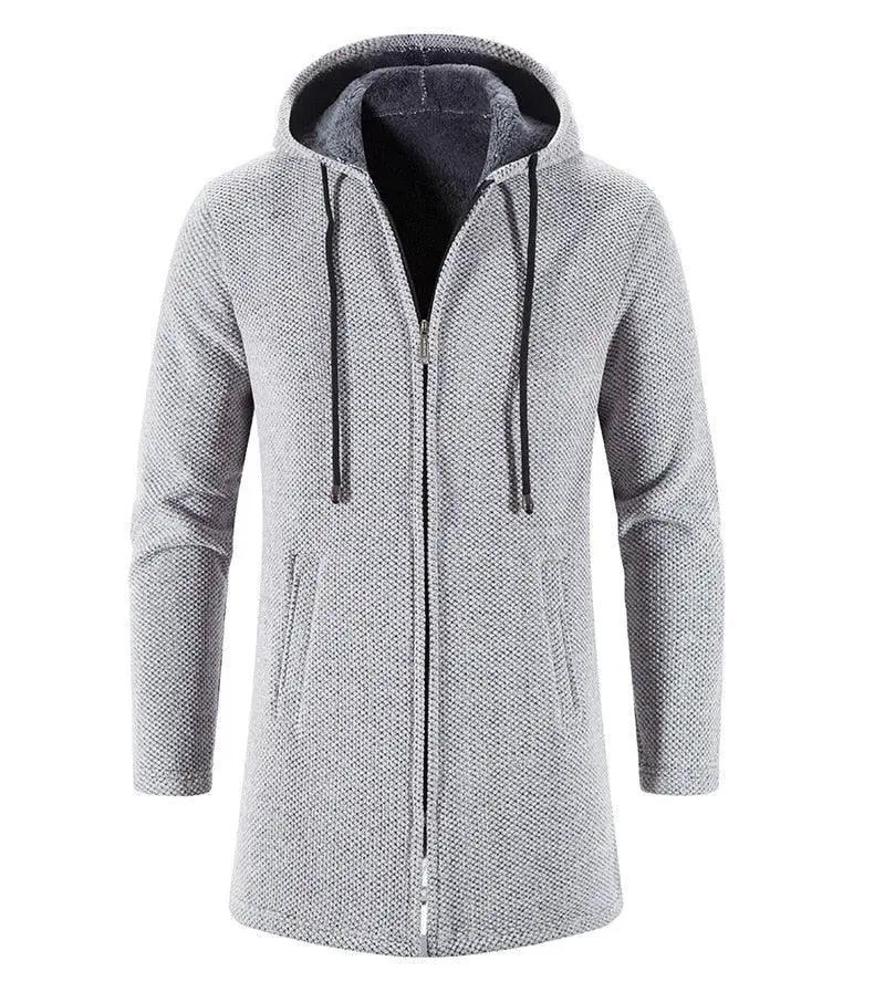 Black Cashmere Hooded Coat for Men Winter