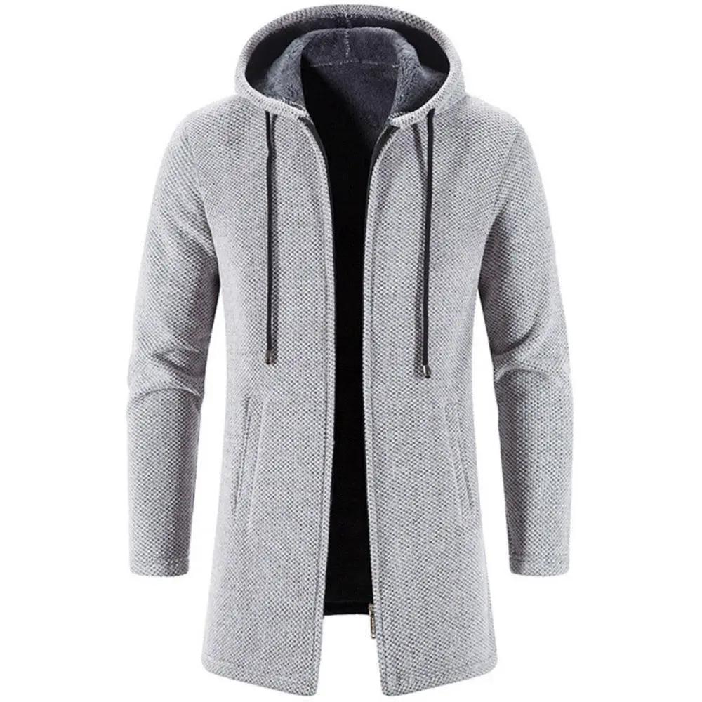 Black Cashmere Hooded Coat for Men Winter