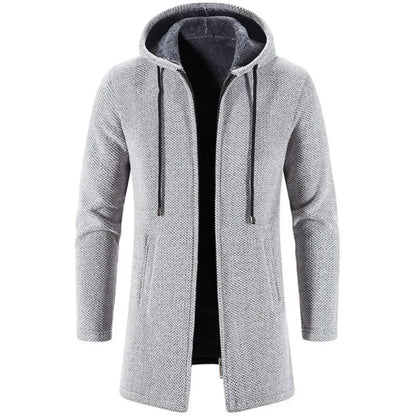 Black Cashmere Hooded Coat for Men Winter