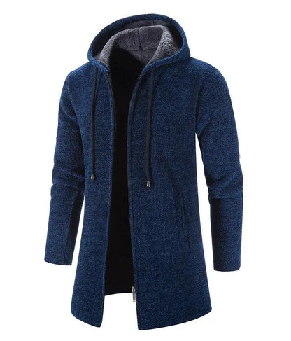 Black Cashmere Hooded Coat for Men Winter