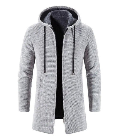 Black Cashmere Hooded Coat for Men Winter