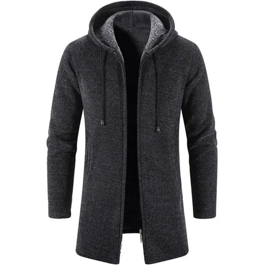 Hooded parka in dark gray with front zipper, drawstrings and soft inner lining on Tampa Home & Garden Store
