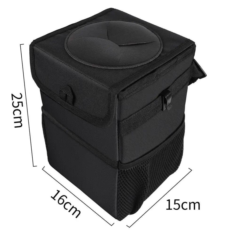 Car trash can hanging seatback organizer Stevvex black waterproof foldable vehicle storage on Tampa Home & Garden Store