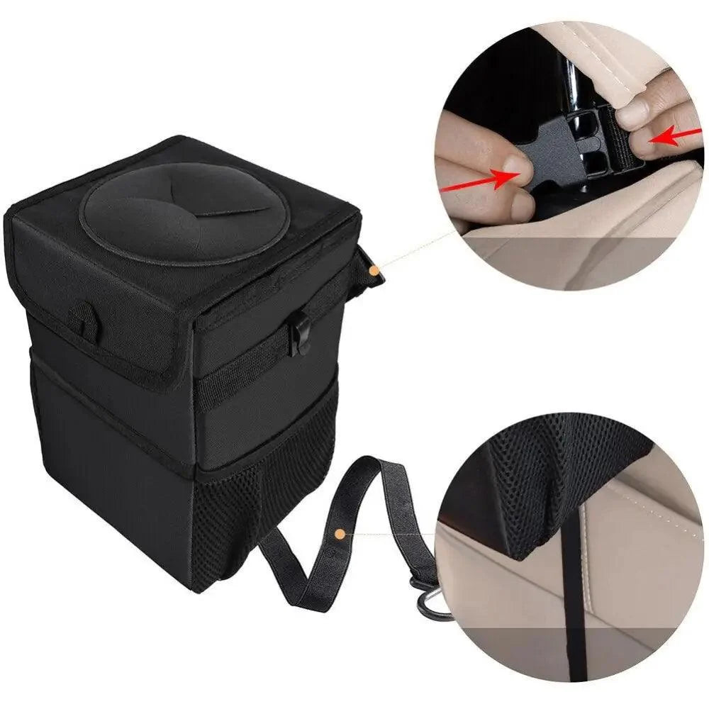 Stevvex black car trash can hanging seat-back organizer, waterproof foldable on Tampa Home & Garden Store
