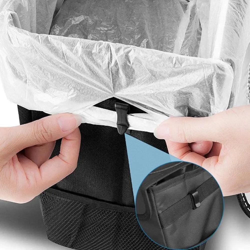 Stevvex black car trash can hanging seat-back organizer, waterproof folding storage with clip on Tampa Home & Garden Store
