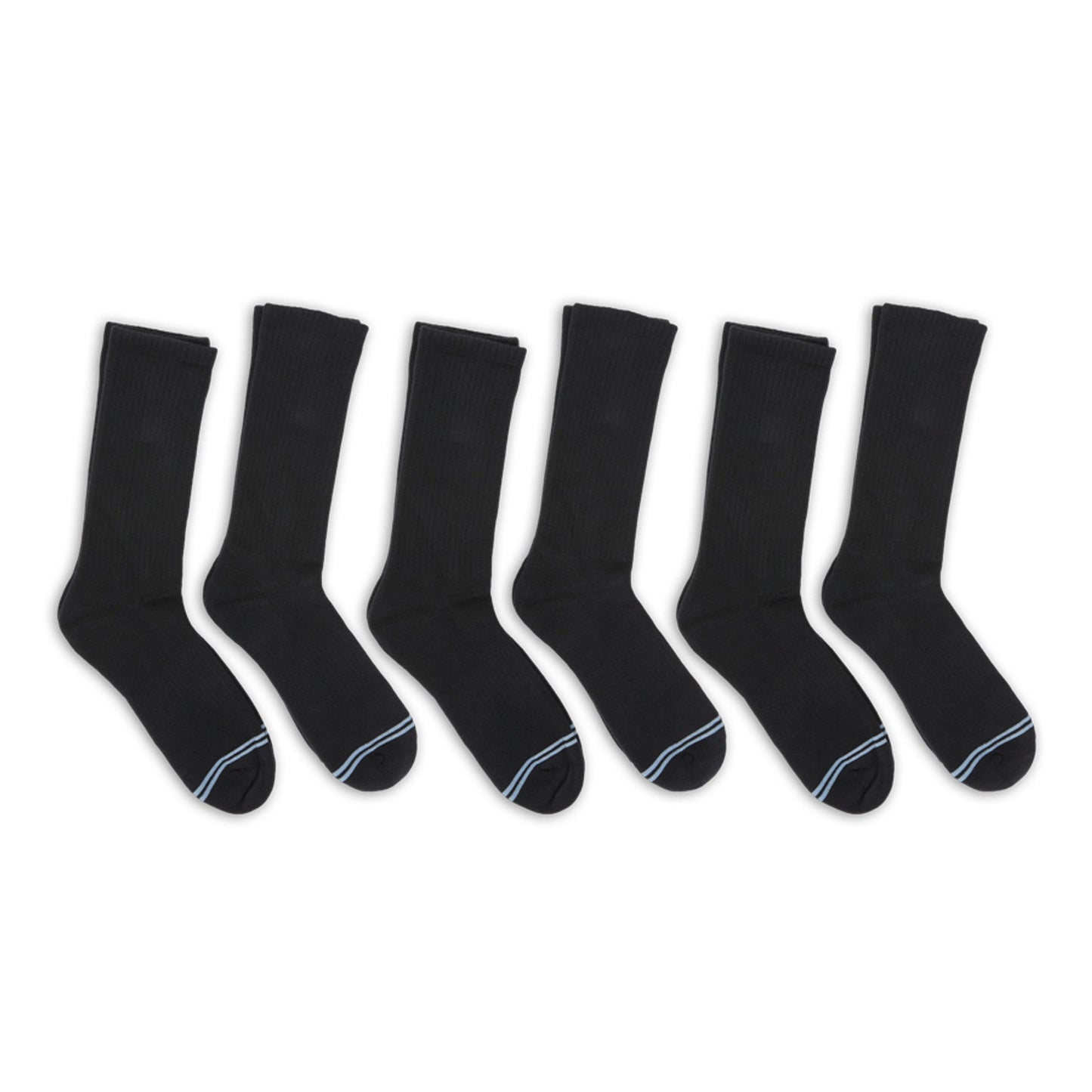 DeadSoxy black crew socks 6-pack with blue toe accents on Tampa Home & Garden Store