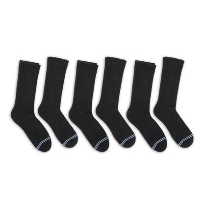 DeadSoxy black crew socks 6-pack with blue toe accents on Tampa Home & Garden Store