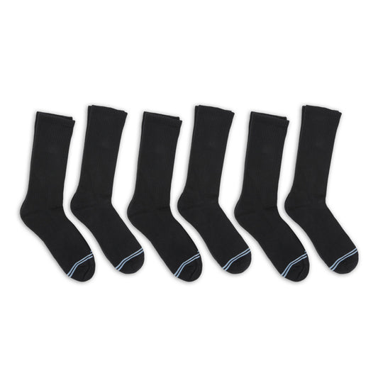 DeadSoxy black crew socks 6-pack with blue toe accents on Tampa Home & Garden Store