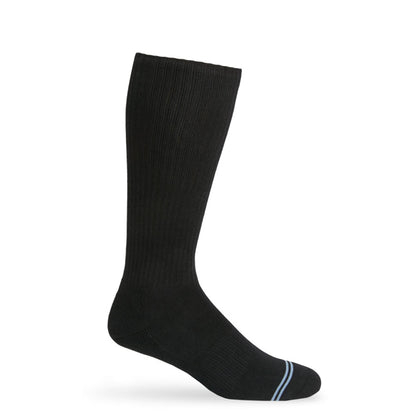 Black DeadSoxy casual crew sock with ribbed knit and light blue toe stripes on Tampa Home & Garden Store