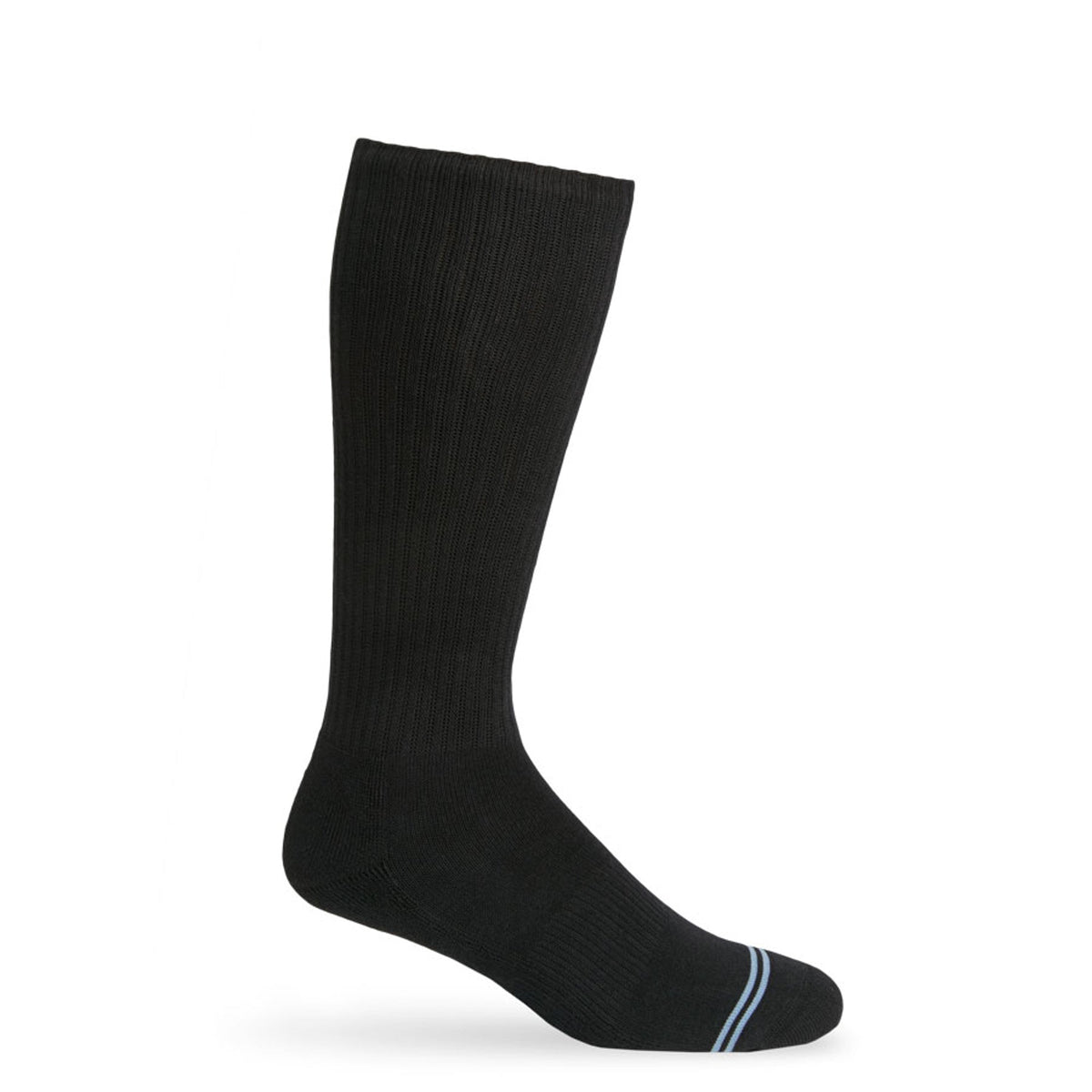 DeadSoxy black casual crew sock ribbed knit with blue striped cuff on Tampa Home & Garden Store