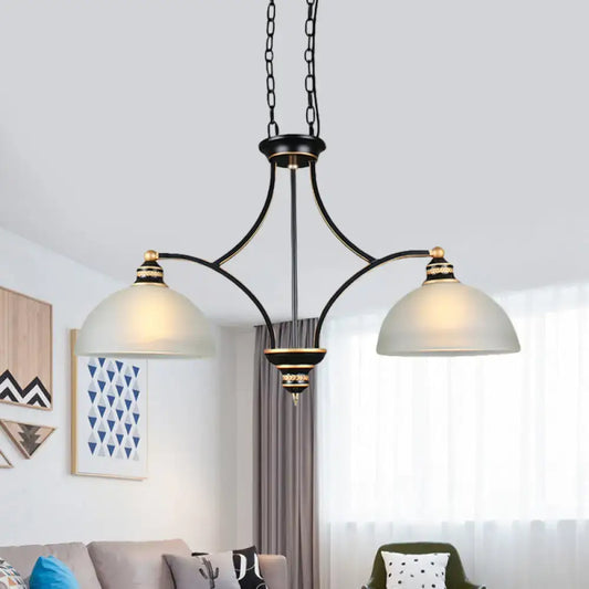 2-Bulb Traditional Black Dome Dining Room Hanging Light with White Glass for Kitchen Island - Tampa Home & Garden Store