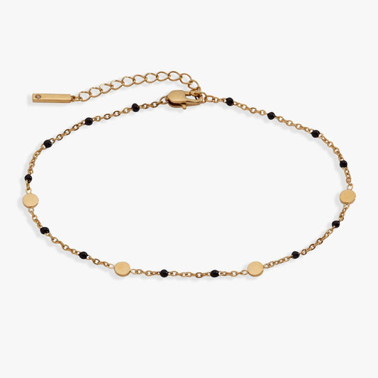 Black enameled chain coin station anklet, black beads, Alex and Ani on Tampa Home & Garden Store