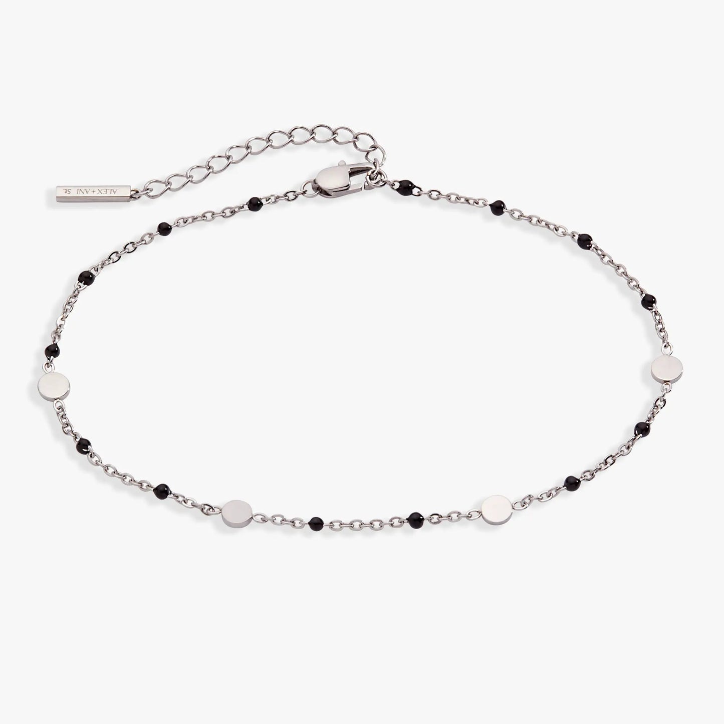 Anklet: black enameled chain with coin stations and black beads by ALEX AND ANI on Tampa Home & Garden Store