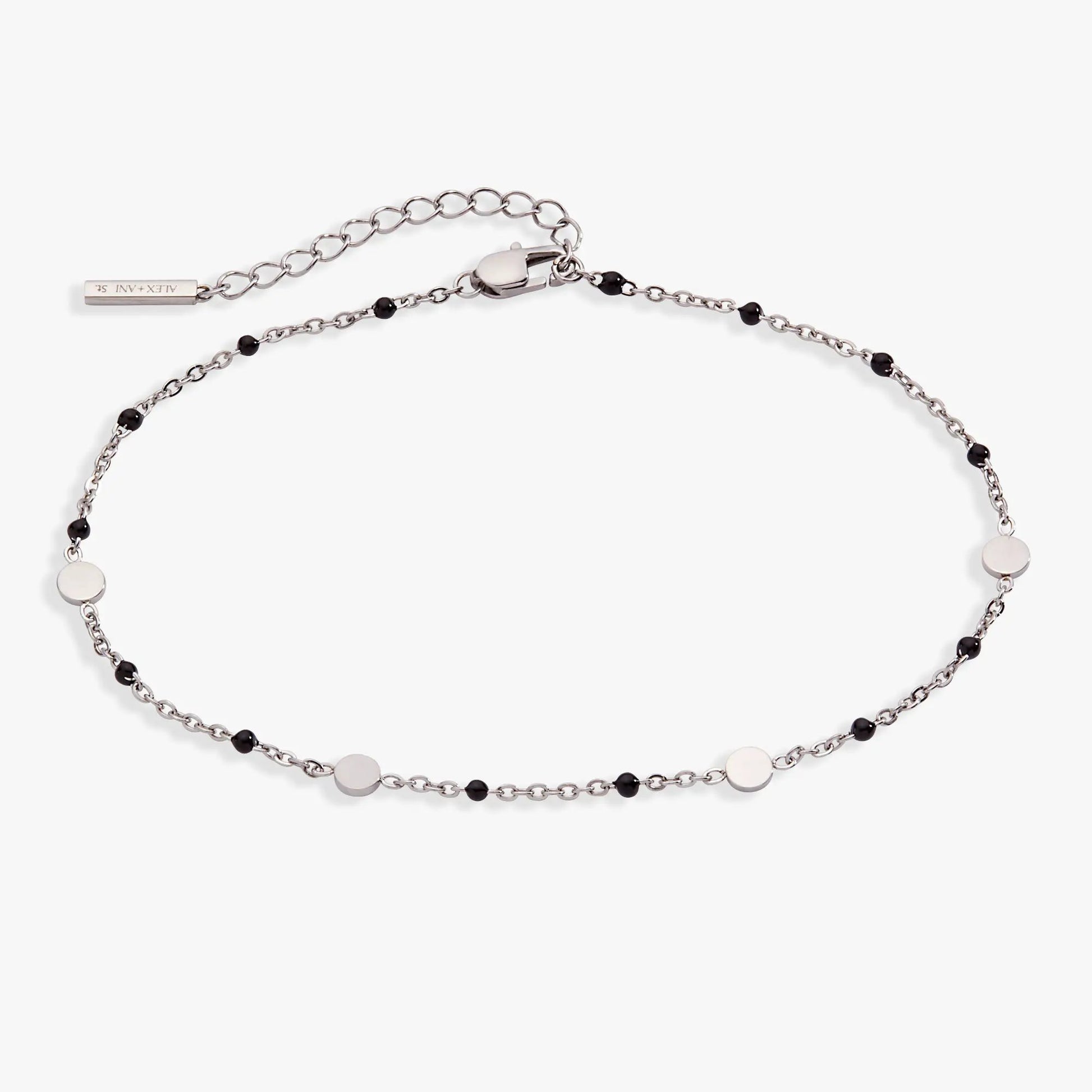 Anklet: black enameled chain with coin stations and black beads by ALEX AND ANI on Tampa Home & Garden Store
