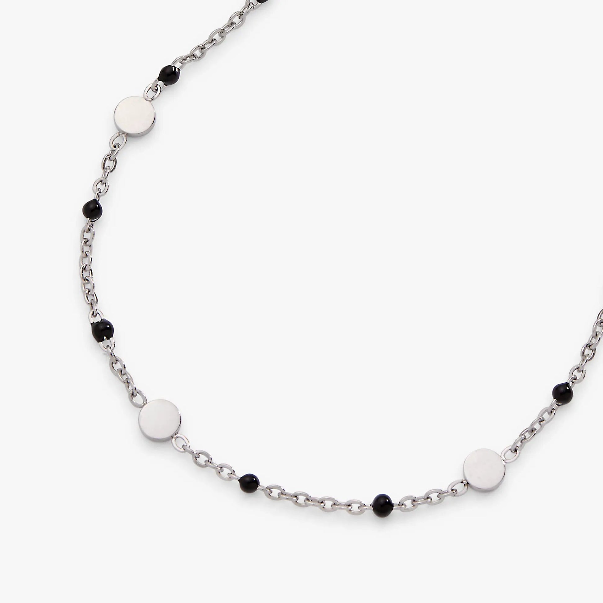 Anklet: Black enameled chain coin station with silver links and black beads by ALEX AND ANI on Tampa Home & Garden Store