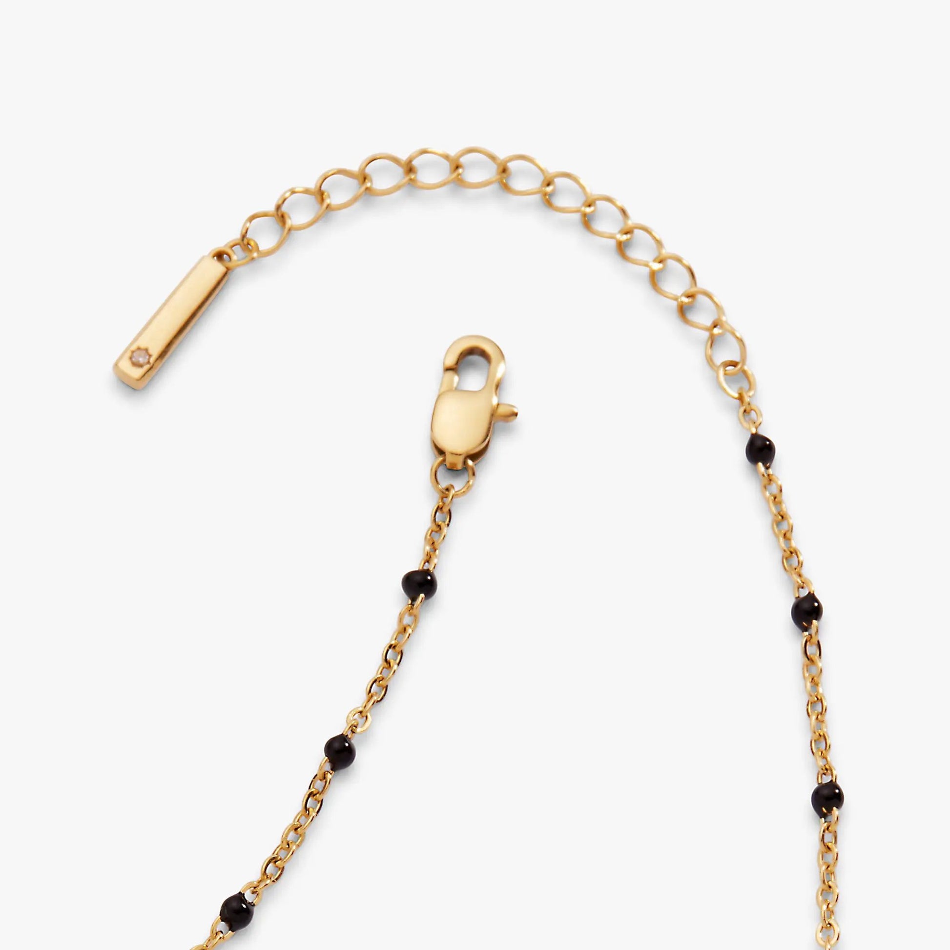 Black enameled chain coin station anklet, gold-tone with black beads, ALEX AND ANI on Tampa Home & Garden Store