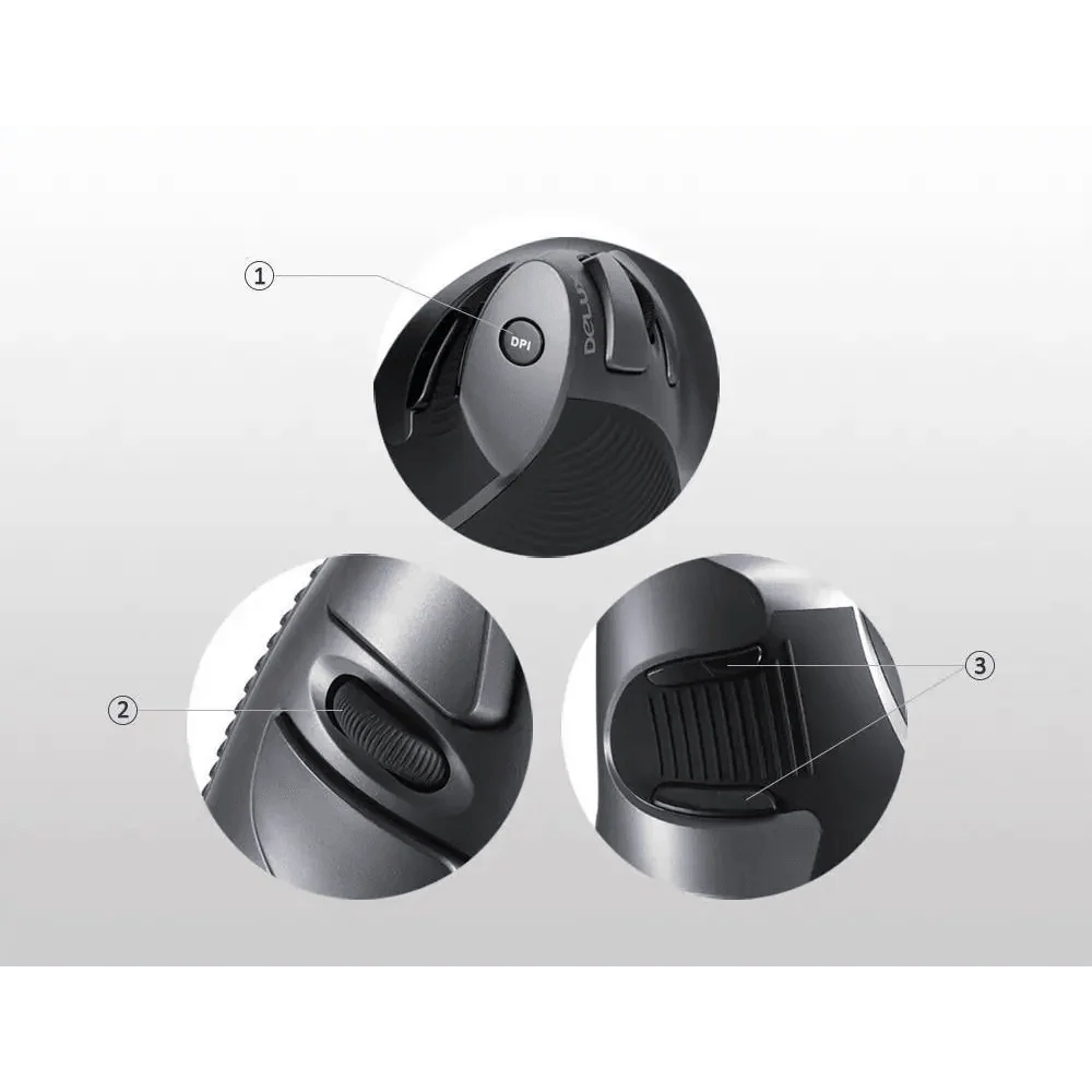 Stevvex black ergonomic vertical mouse with 6 buttons and 600/1000/1600 DPI for right-handed PCs on Tampa Home & Garden Store