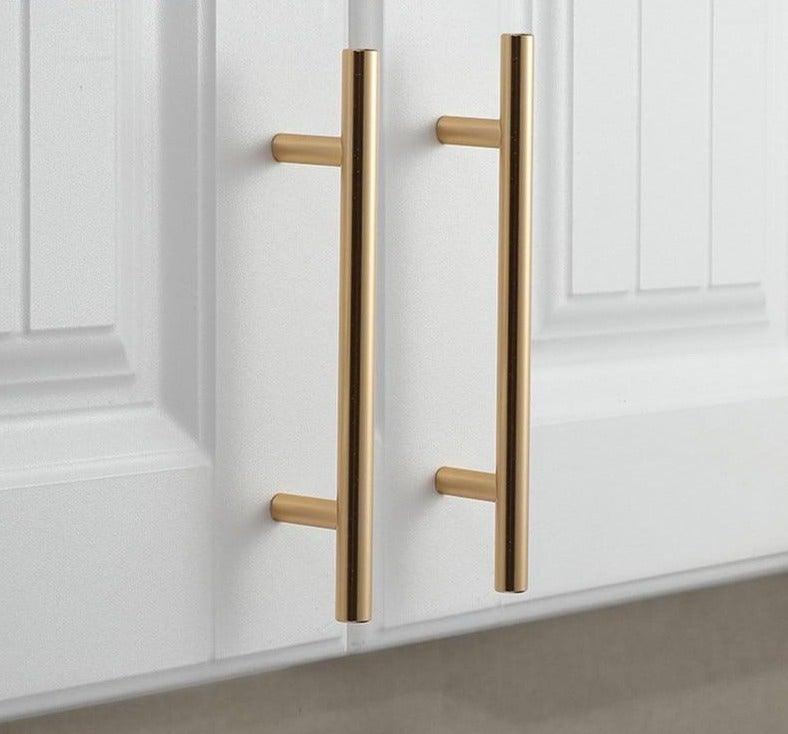 Brushed gold cabinet door handles by Stevvex, stainless steel kitchen drawer pulls, pair on Tampa Home & Garden Store