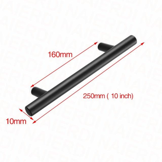 Black brushed stainless steel cupboard handle, 250mm with mounting posts on Tampa Home & Garden Store