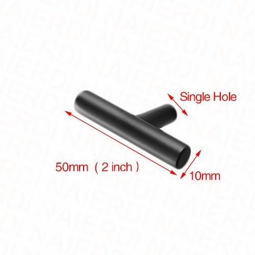 Stevvex black cabinet pull tubular handle, single-hole mount, 50mm length, 10mm dia on Tampa Home & Garden Store