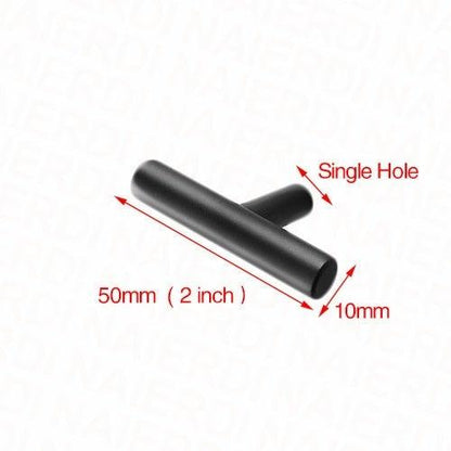 Stevvex black cabinet pull tubular handle, single-hole mount, 50mm length, 10mm dia on Tampa Home & Garden Store