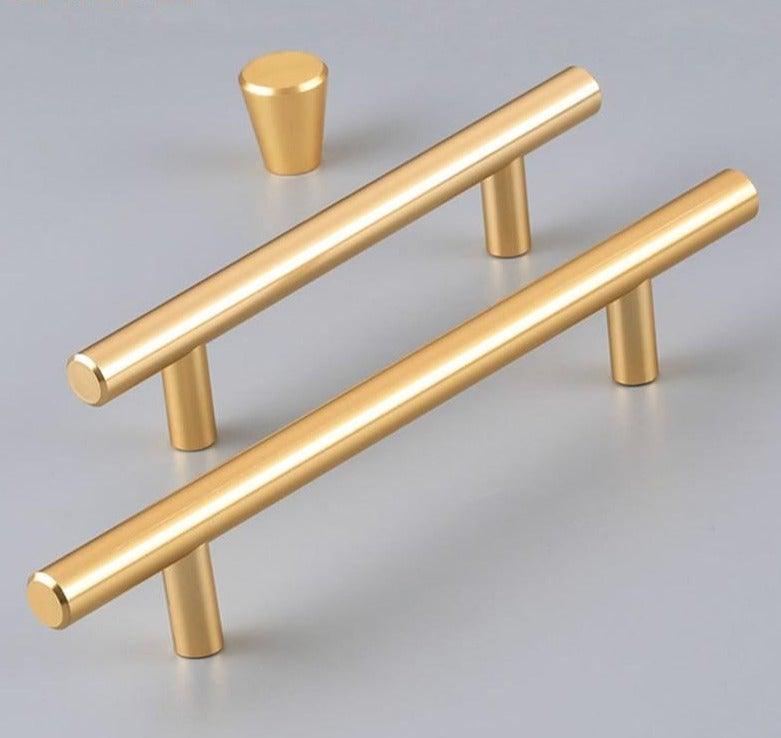 Cabinet handles pair gold-tone brushed stainless steel cylindrical bar pulls Stevvex on Tampa Home & Garden Store