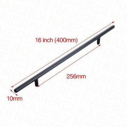 Cabinet handle Stevvex, black brushed stainless, 16 in length, dual mounting posts on Tampa Home & Garden Store