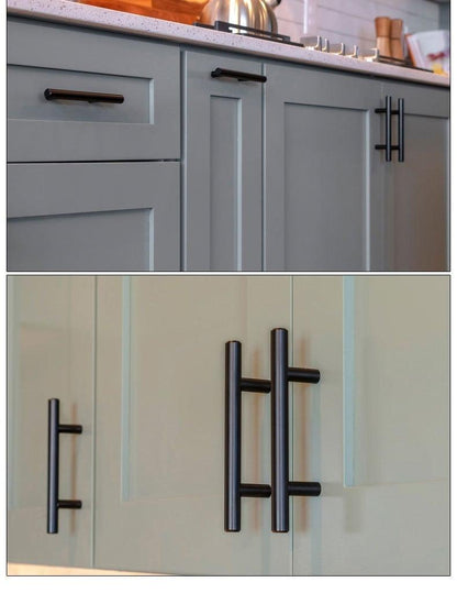 Stevvex black brushed stainless steel cabinet handles and pulls for kitchen cabinets set on Tampa Home & Garden Store