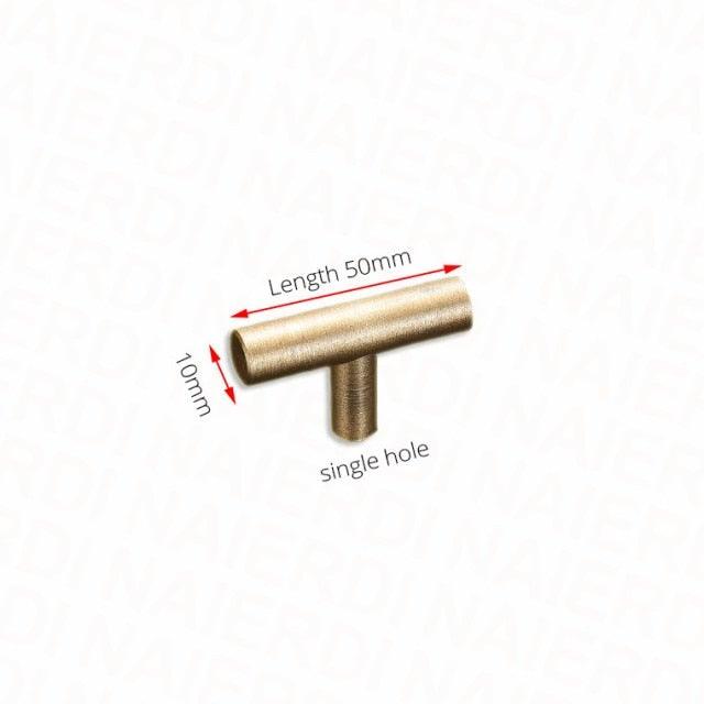 Stevvex gold brushed stainless steel cabinet handle, T-bar drawer pull, 50mm, single-hole on Tampa Home & Garden Store