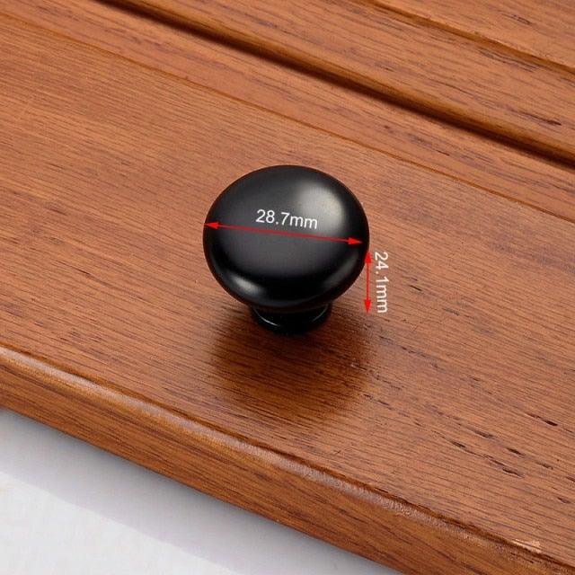 Black round cabinet knob Stevvex brushed finish, 28.7mm dia x 24.1mm proj on Tampa Home & Garden Store
