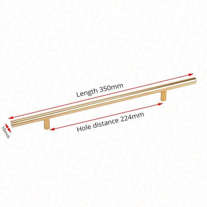 Stevvex goldtone cabinet door handle, brushed stainless steel, 350mm length, 224mm spacing on Tampa Home & Garden Store