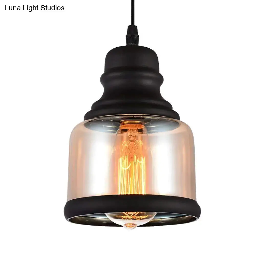 Industrial black cylinder pendant light with clear glass shade and Edison bulb by Decorbites on Tampa Home & Garden Store