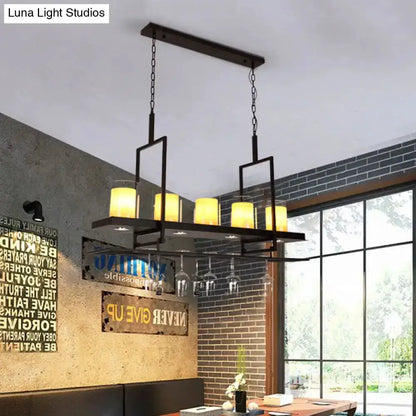 Black Island Light Fixture With Glass Holders