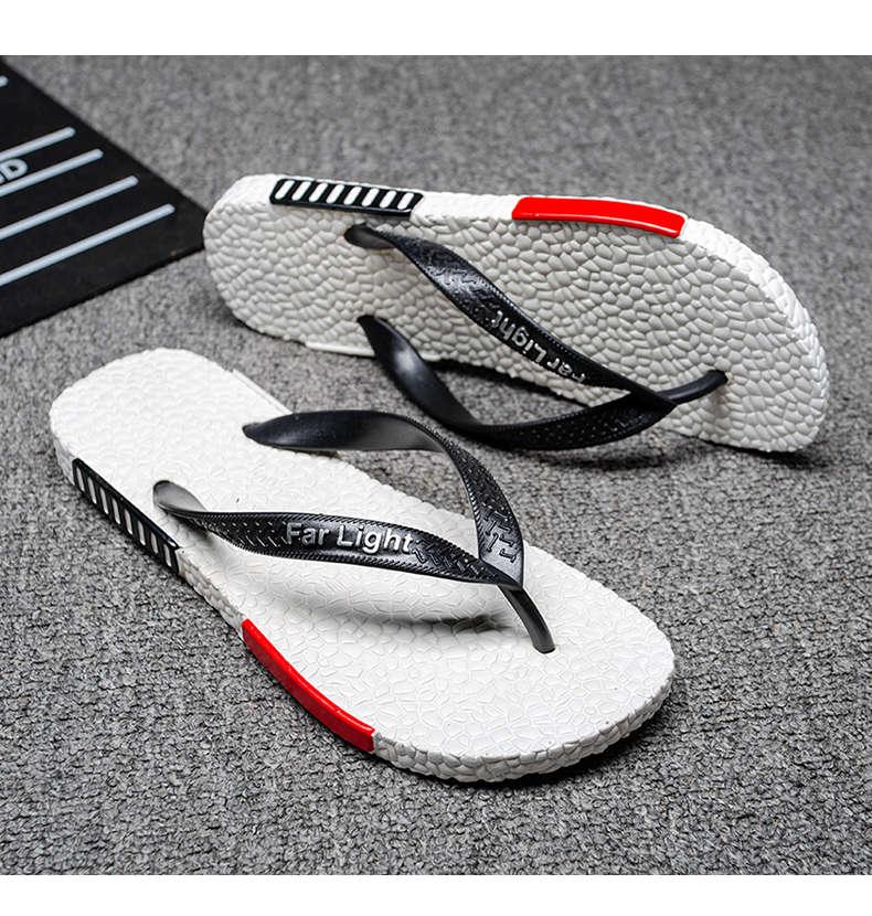 Stevvex men's flip flops with black straps and white textured sole for beach outdoor wear on Tampa Home & Garden Store