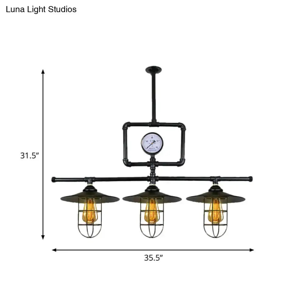 Industrial antiqued black pipe pendant lamp with clock dining room fixture by Decorbites on Tampa Home & Garden Store