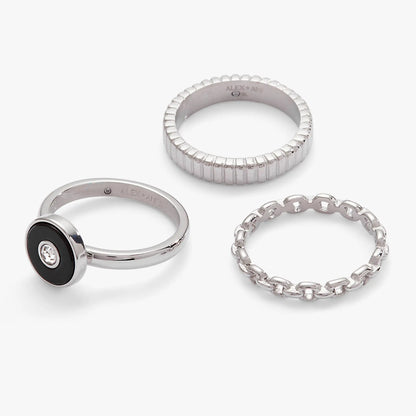 Black Onyx Textured Ring Set of 3 Statement