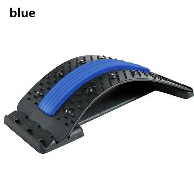 Back stretcher device Stevvex black with blue arch strap and massage nodules on Tampa Home & Garden Store