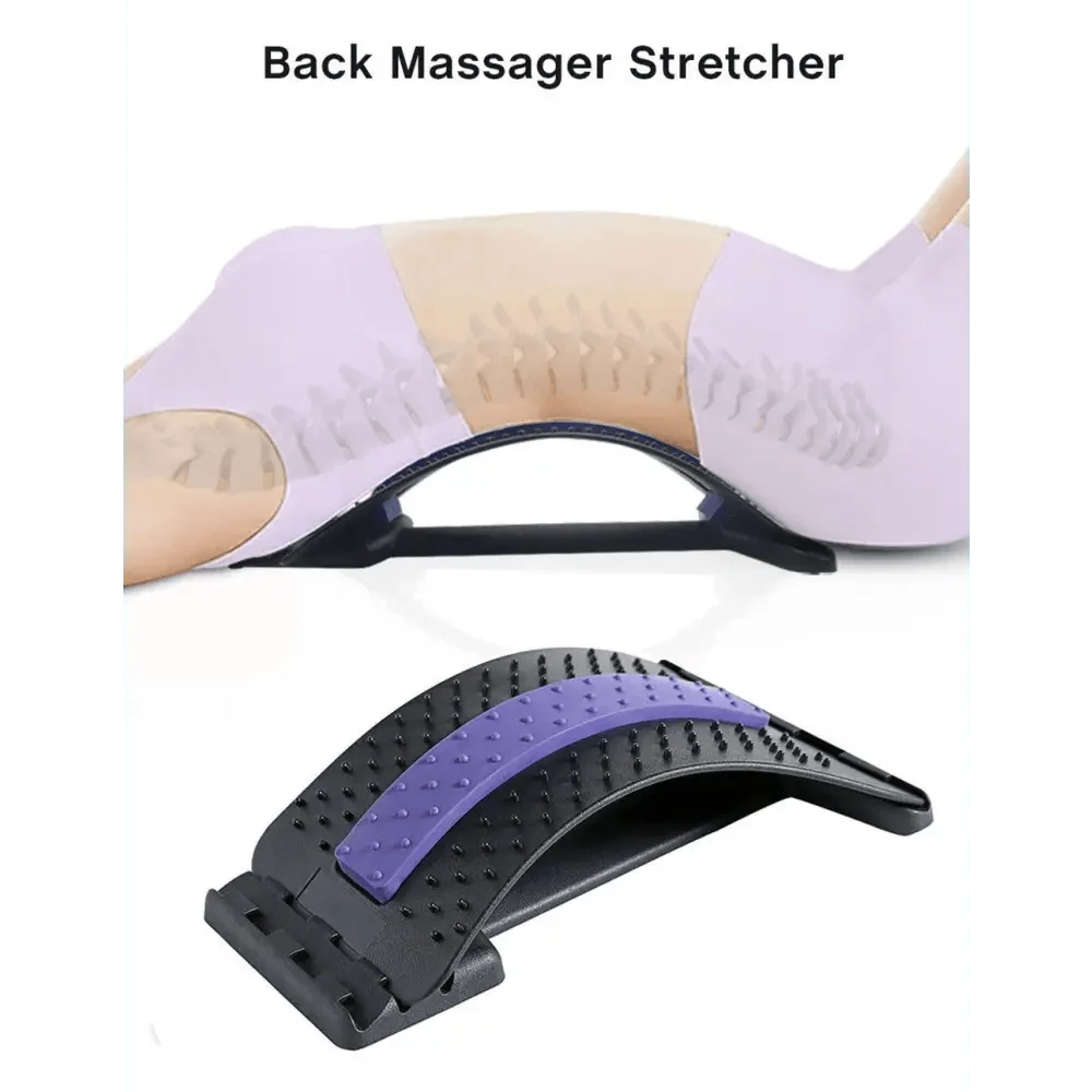 Stevvex back stretcher device black with purple textured arch for spine and back relief on Tampa Home & Garden Store